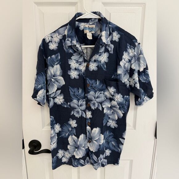 Hawaiian Shirt Company Blue and White Floral Casual Men’s Shirt Size M Approx - Picture 1 of 4